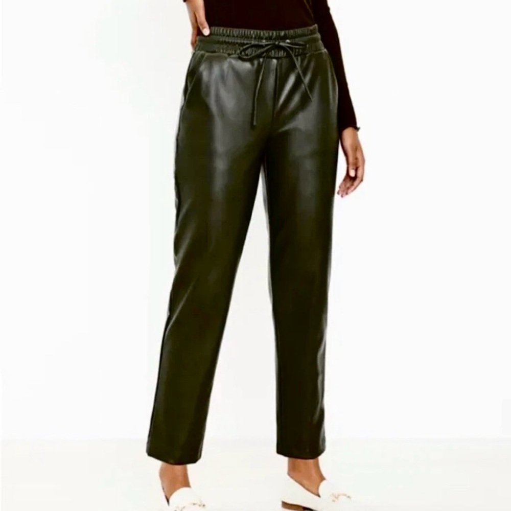 LOFT Faux Leather Straight Leg Black Pants